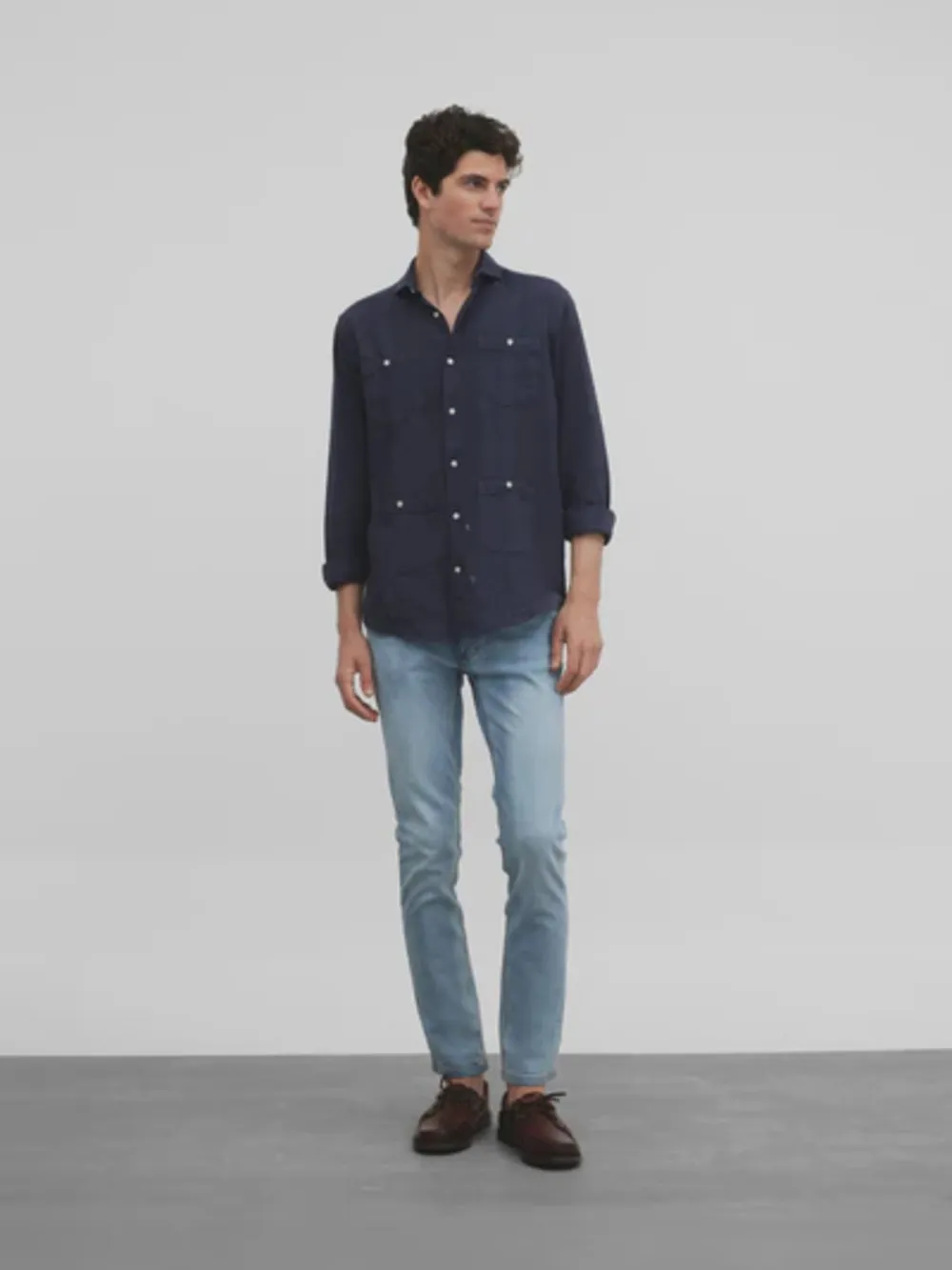 GUAYABERA  SILBON SPORT LINOALGODON MARINO