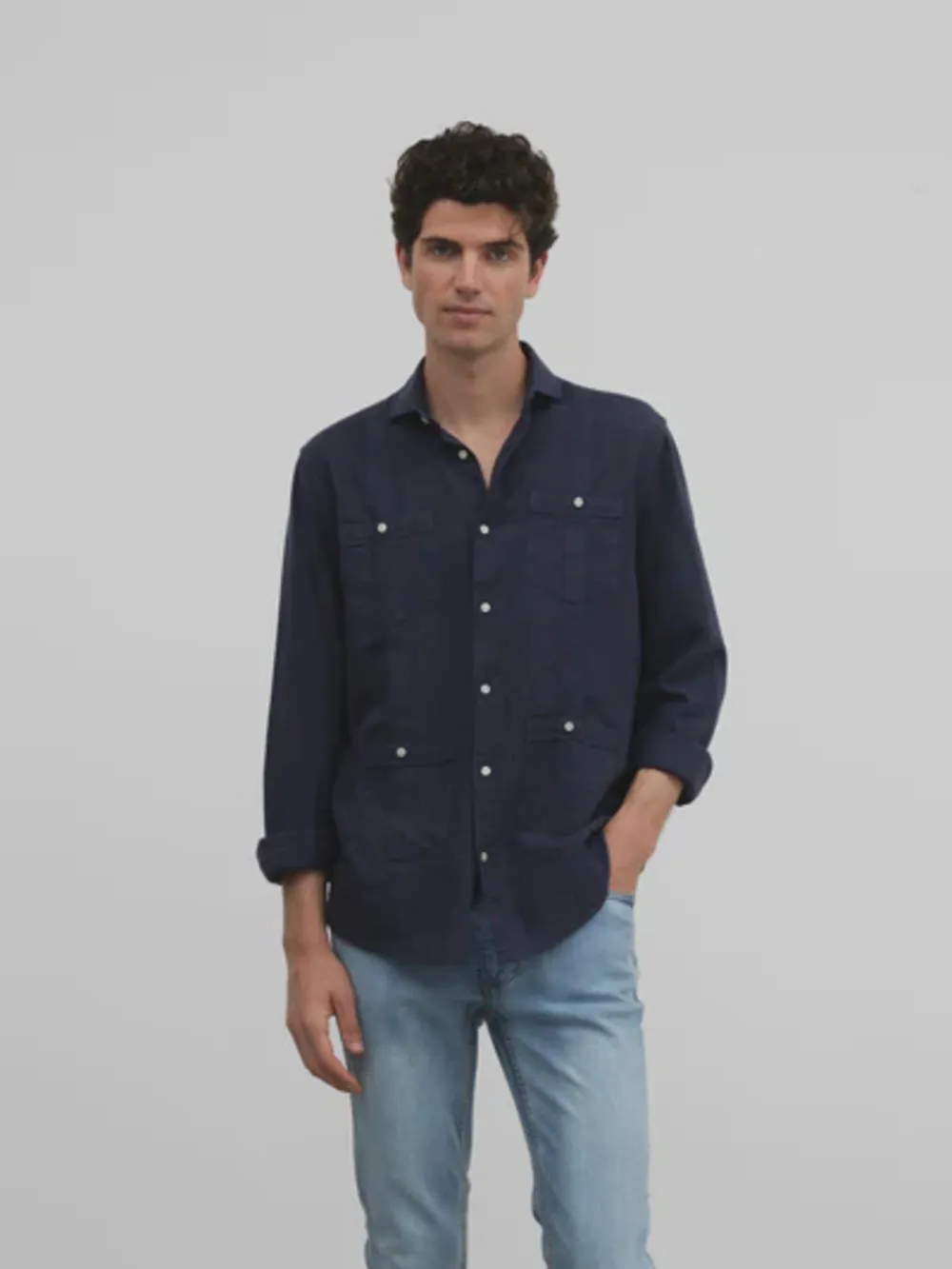 GUAYABERA  SILBON SPORT LINOALGODON MARINO