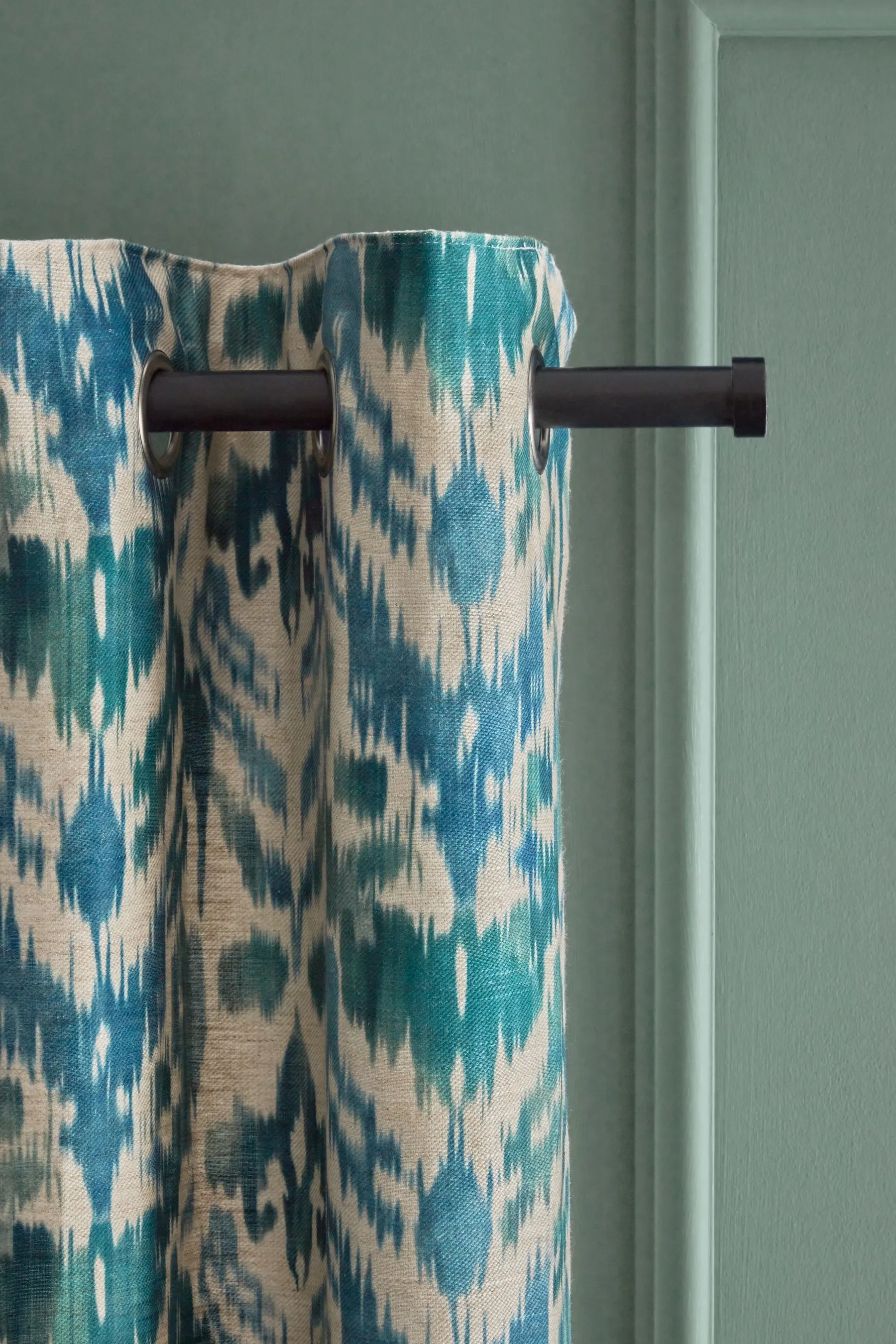 Ikat Linen Blend Eyelet Lined Curtains