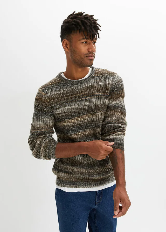 Jersey con rayas horizontales Marrón jaspeado