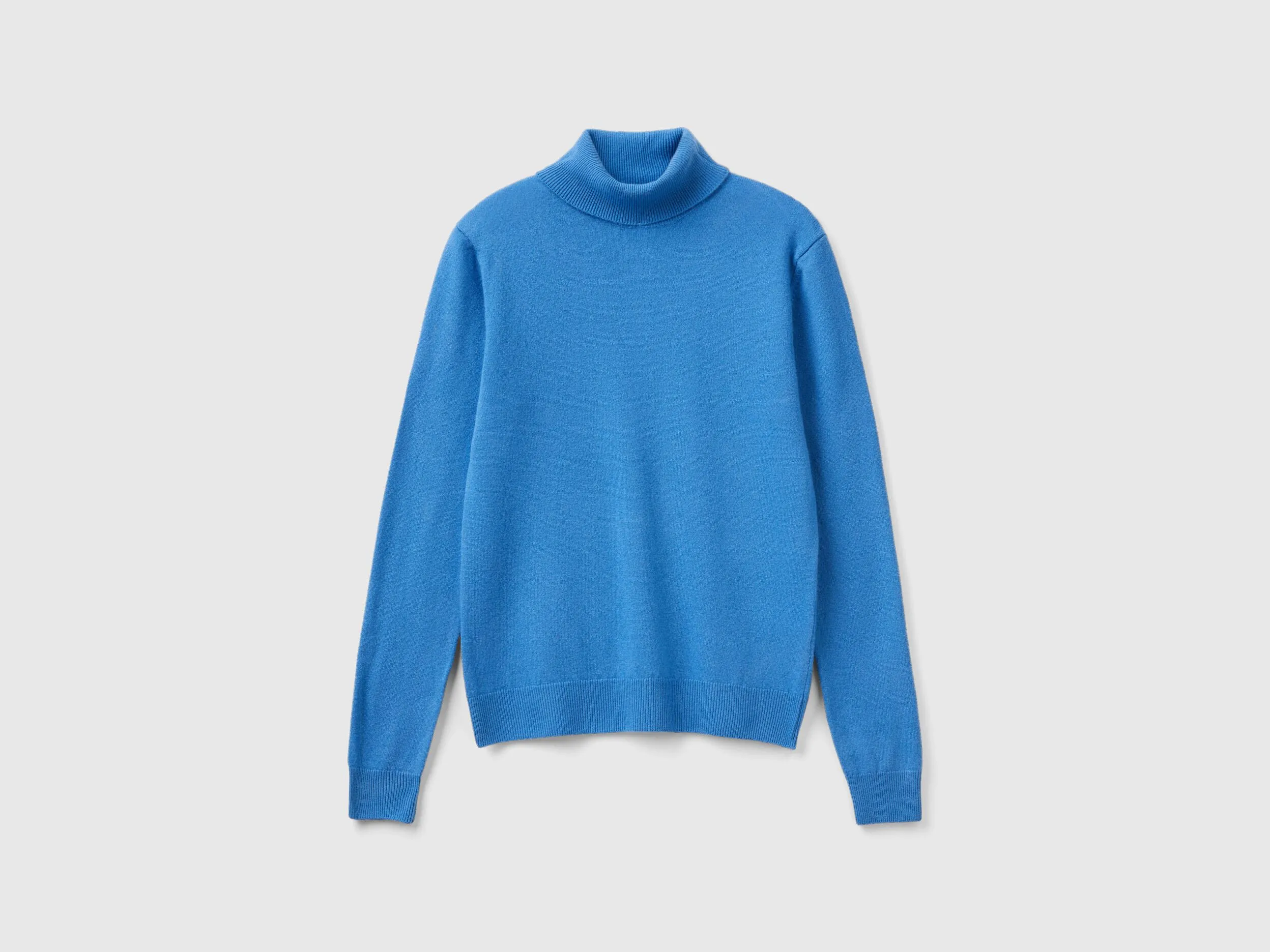 Jersey de cuello cisne azul oscuro de pura lana merina