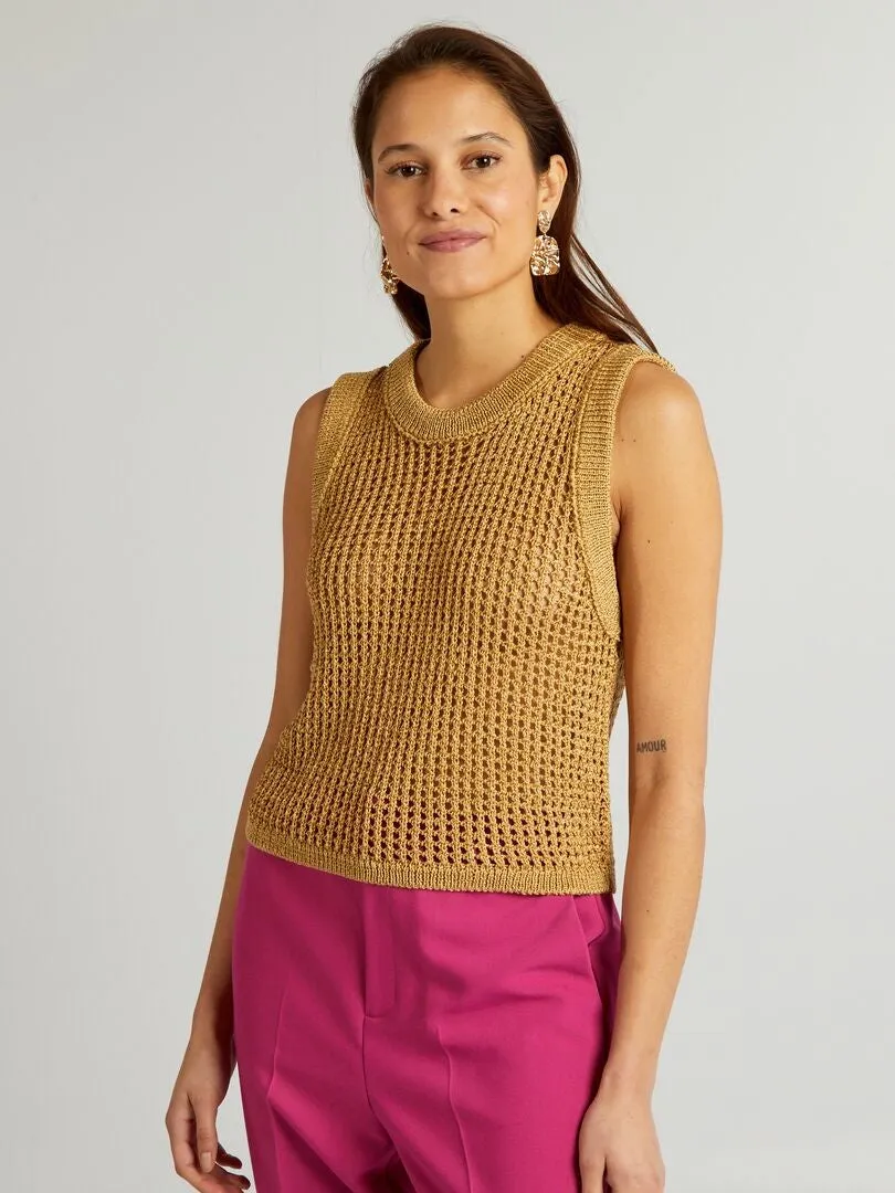 JERSEY SIN MANGA DE CROCHé  AMARILLO