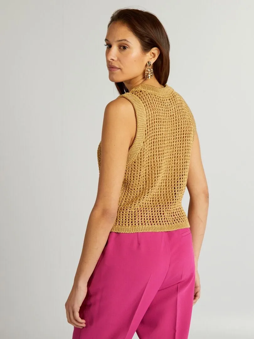JERSEY SIN MANGA DE CROCHé  AMARILLO