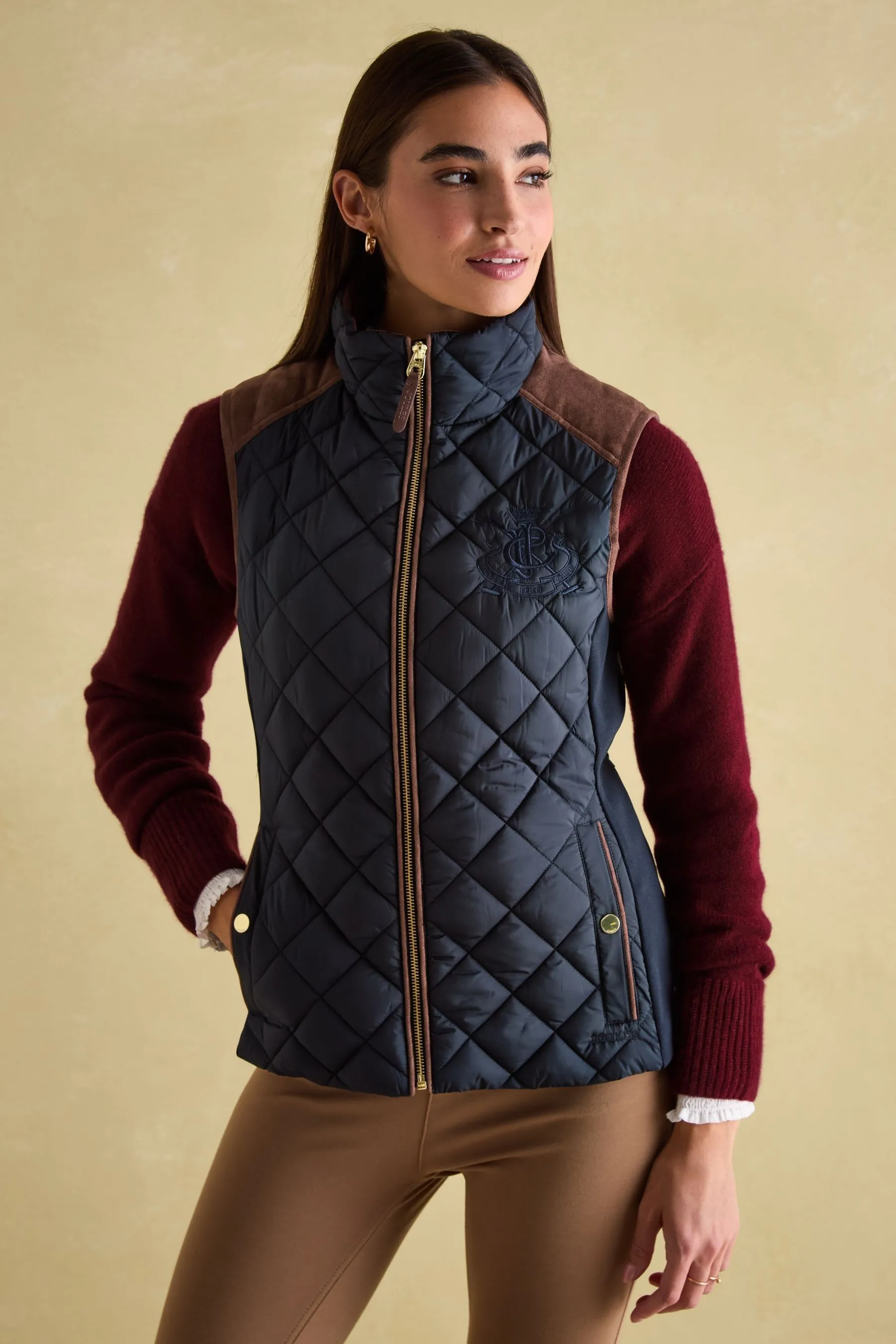 Joules Braemar Luxe Showerproof Diamond Quilted Gilet