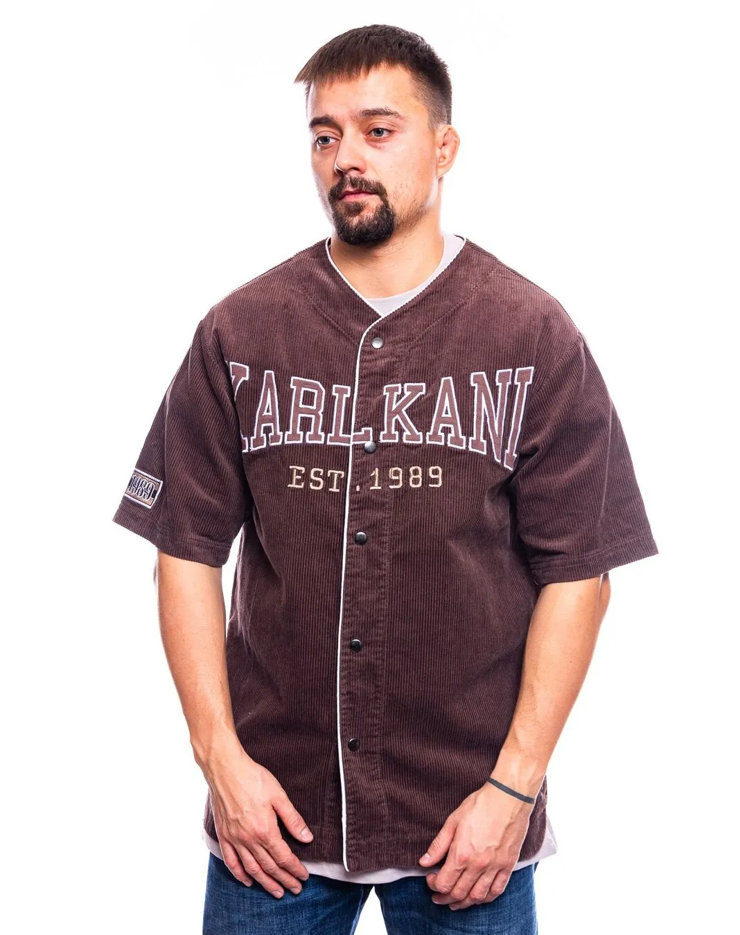 karl kani camiseta Dres Karl Kani Woven Retro Corduroy Baseball Shirt brown