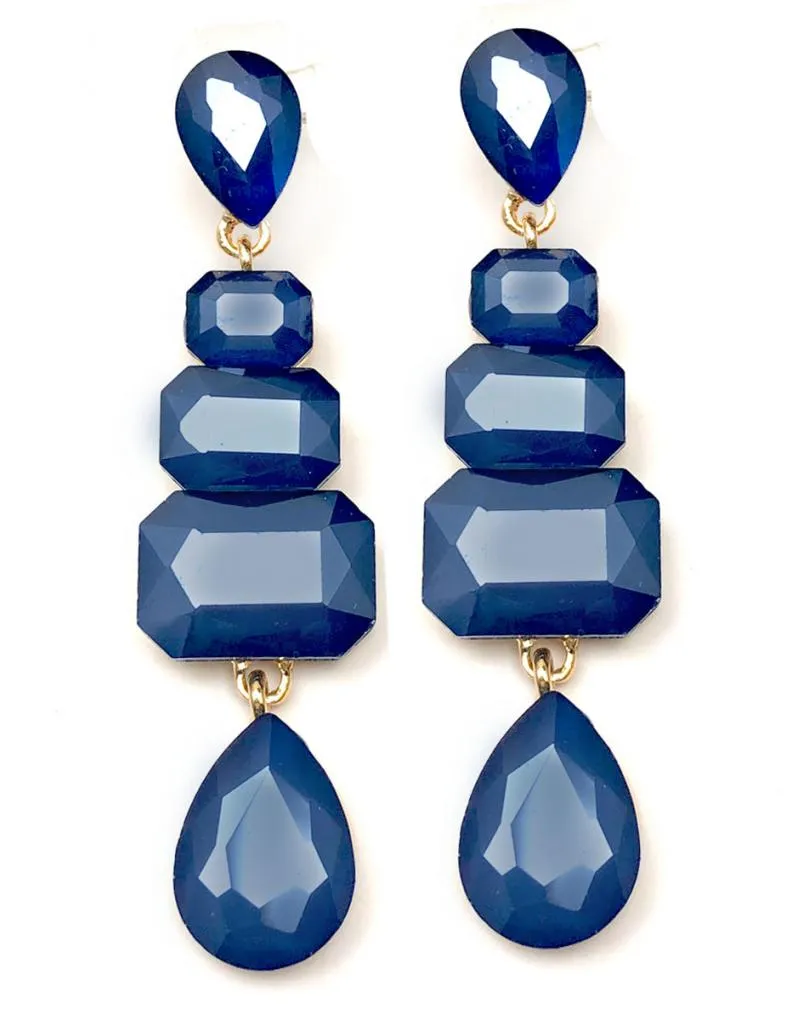 LARGOS PENDIENTES AZUL MARINO PARA INVITADAS DE BODAS