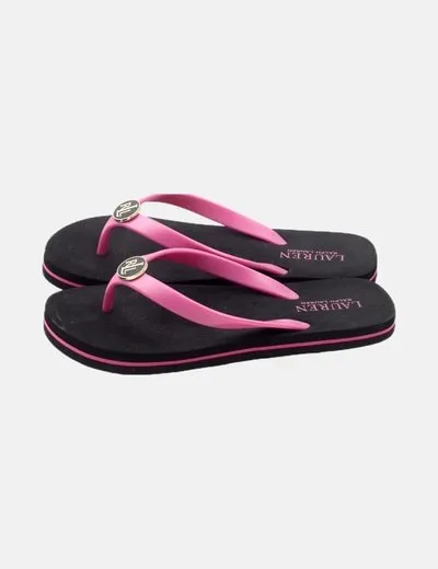 Lauren Ralph Lauren Chancla bicolor detalle logo