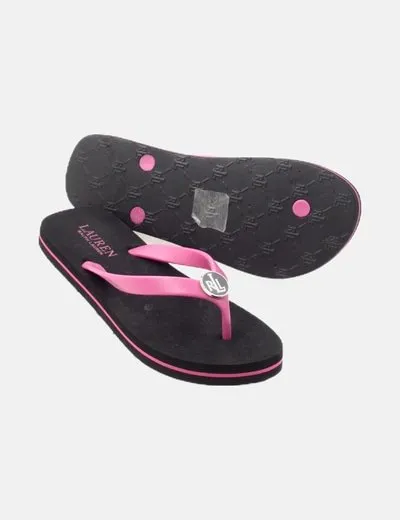Lauren Ralph Lauren Chancla bicolor detalle logo