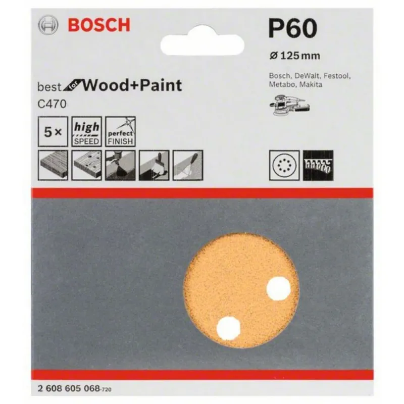 LIJA EXCéNTRICA 5" GRANO 60 5 UND BOSCH 2608.605.068000