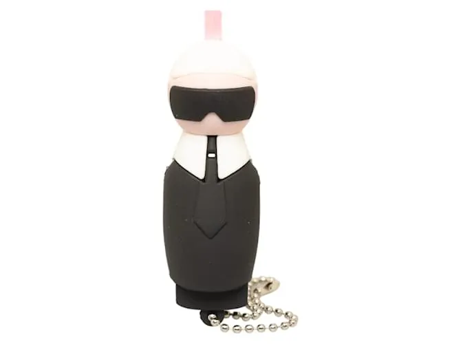 Llavero USB Fendi Karl Lagerfeld en goma negra y blanca en muy buen estado Negro 