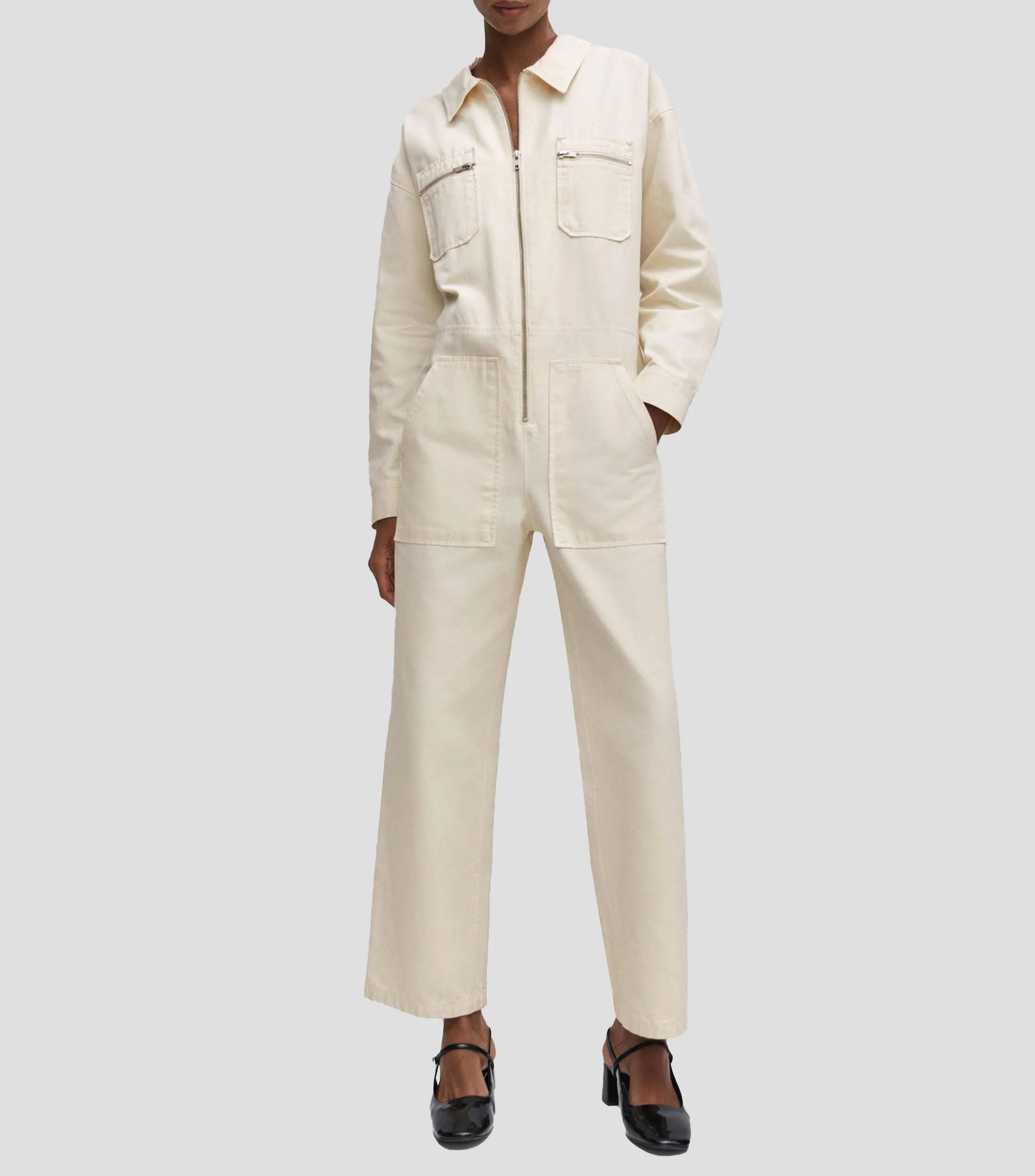 Mango Jumpsuit de corte recto en mezclilla Mujer