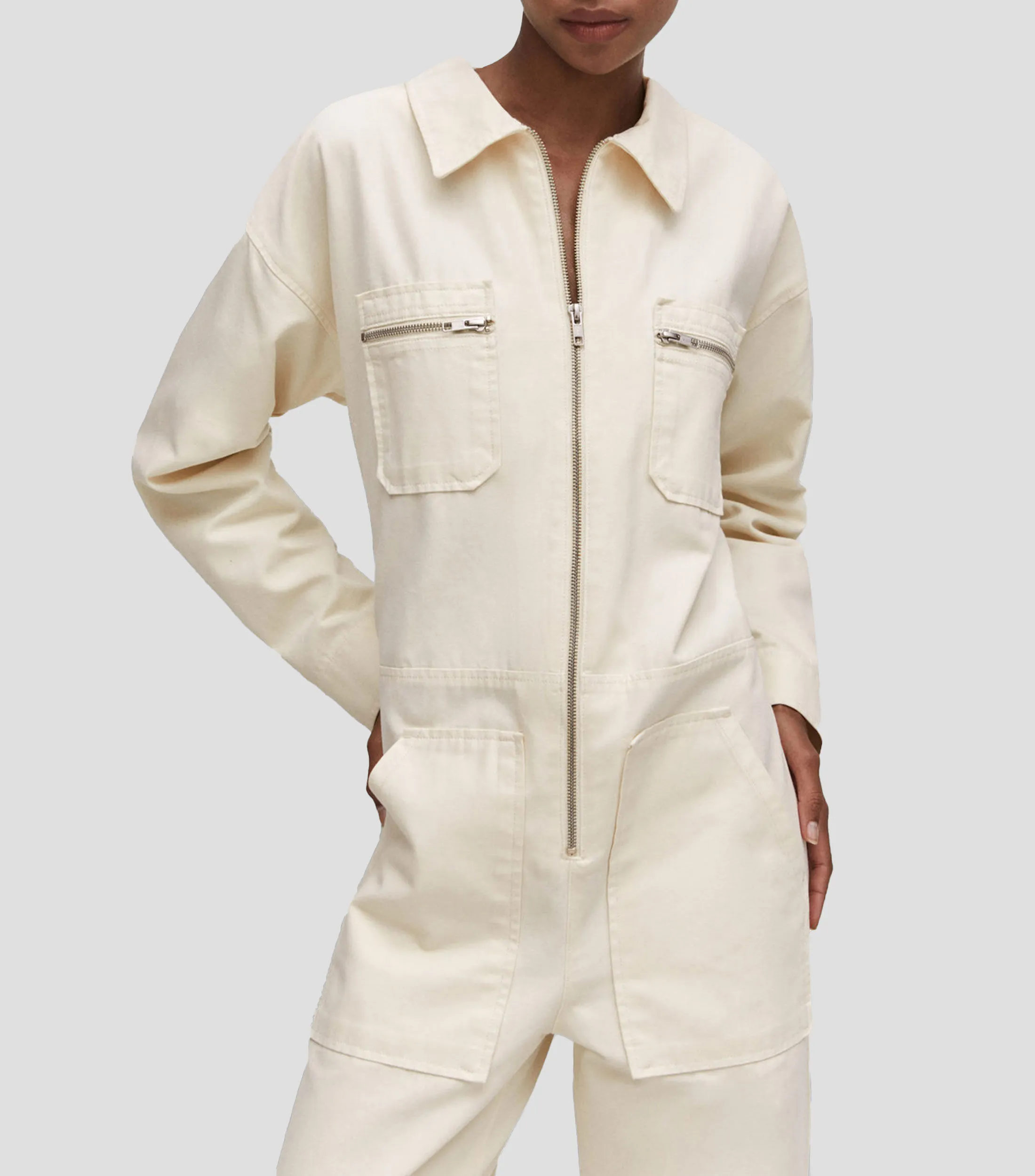 Mango Jumpsuit de corte recto en mezclilla Mujer
