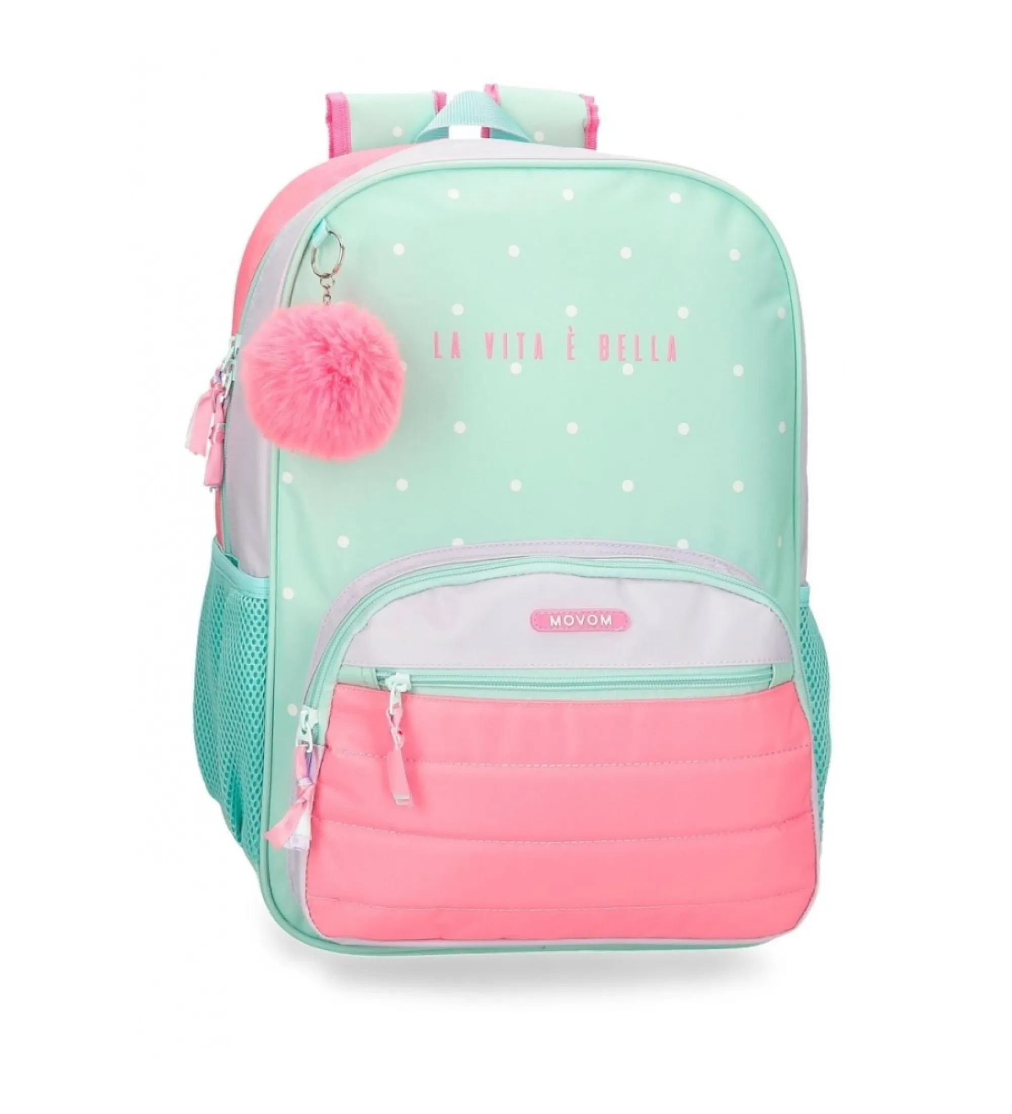 Mochila escolar Movom La vita è Bella 42 cm adaptable a carro turquesa