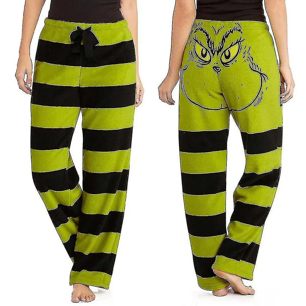 NAVIDAD MUJERES EL GRINCH PIJAMA PANTALONES NAVIDAD PIJAMA A RAYAS PANTALONES LOUNGE PANTALONESYVAN KB