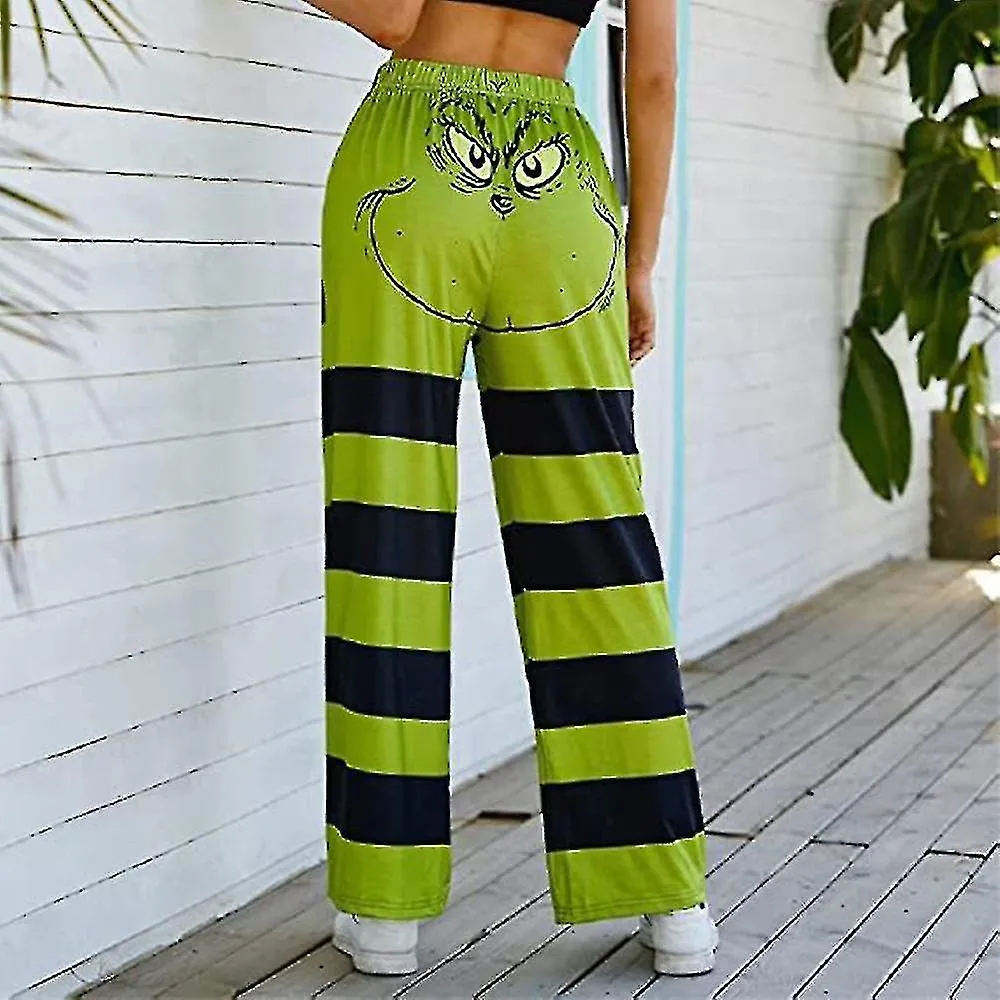 NAVIDAD MUJERES EL GRINCH PIJAMA PANTALONES NAVIDAD PIJAMA A RAYAS PANTALONES LOUNGE PANTALONESYVAN KB