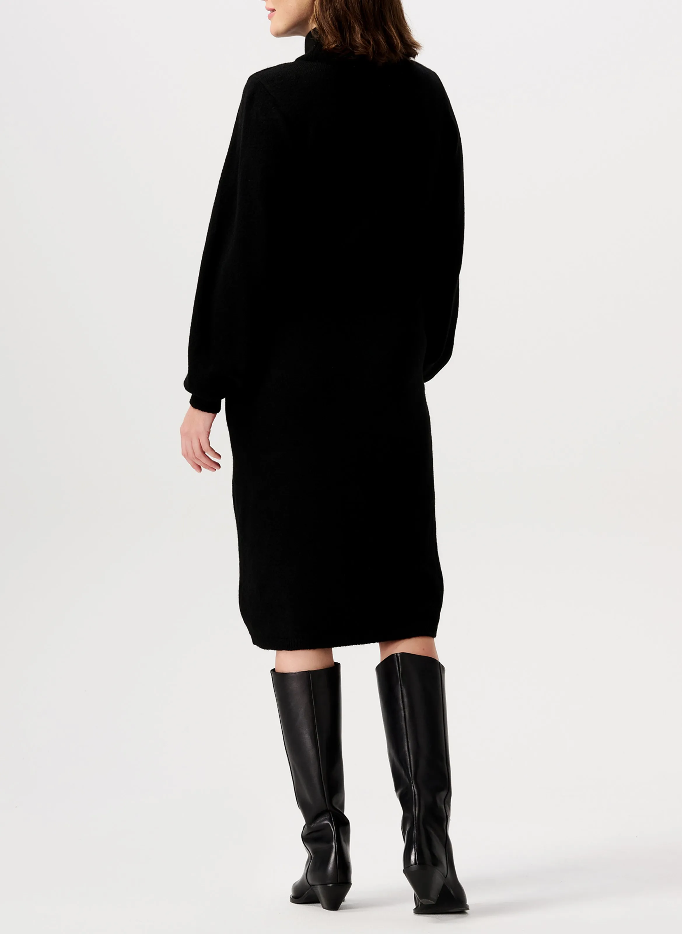 NOPPIES MICO  VESTIDO MIDI CON CUELLO VUELTO DE PREMAMá EN NEGRO