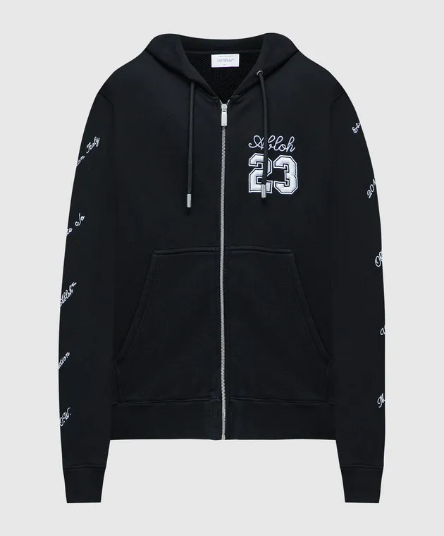 OFFWHITE BLACK SPORTS JACKET WITH 23 LOGO EMBROIDERY