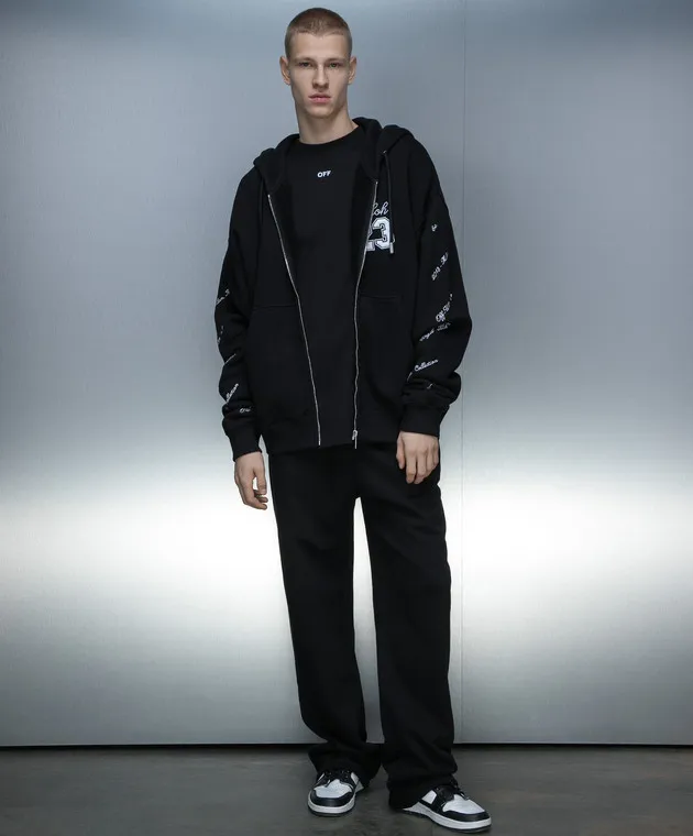 OFFWHITE BLACK SPORTS JACKET WITH 23 LOGO EMBROIDERY