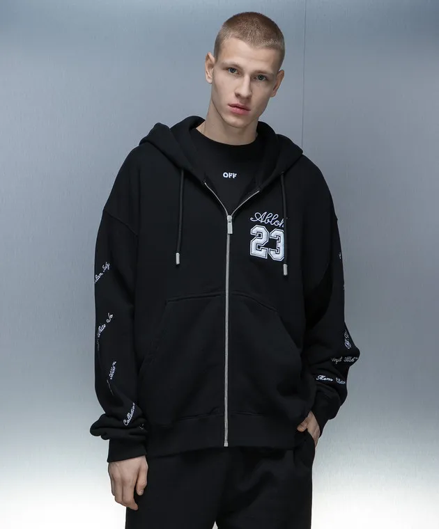OFFWHITE BLACK SPORTS JACKET WITH 23 LOGO EMBROIDERY