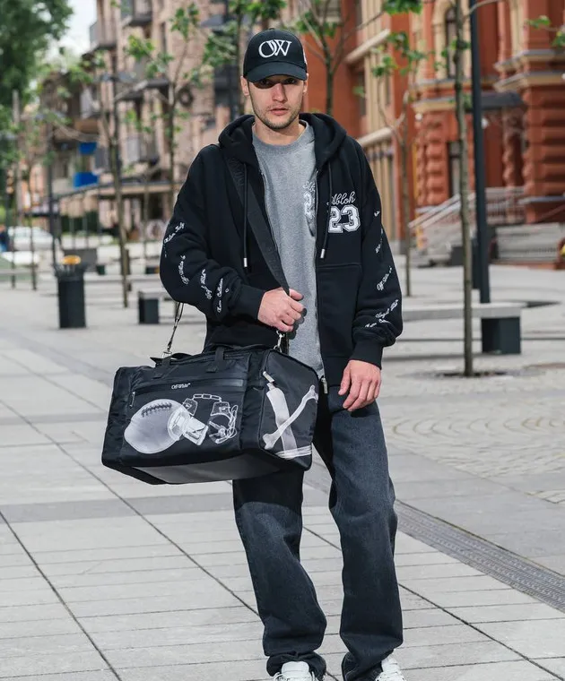 OFFWHITE BLACK SPORTS JACKET WITH 23 LOGO EMBROIDERY