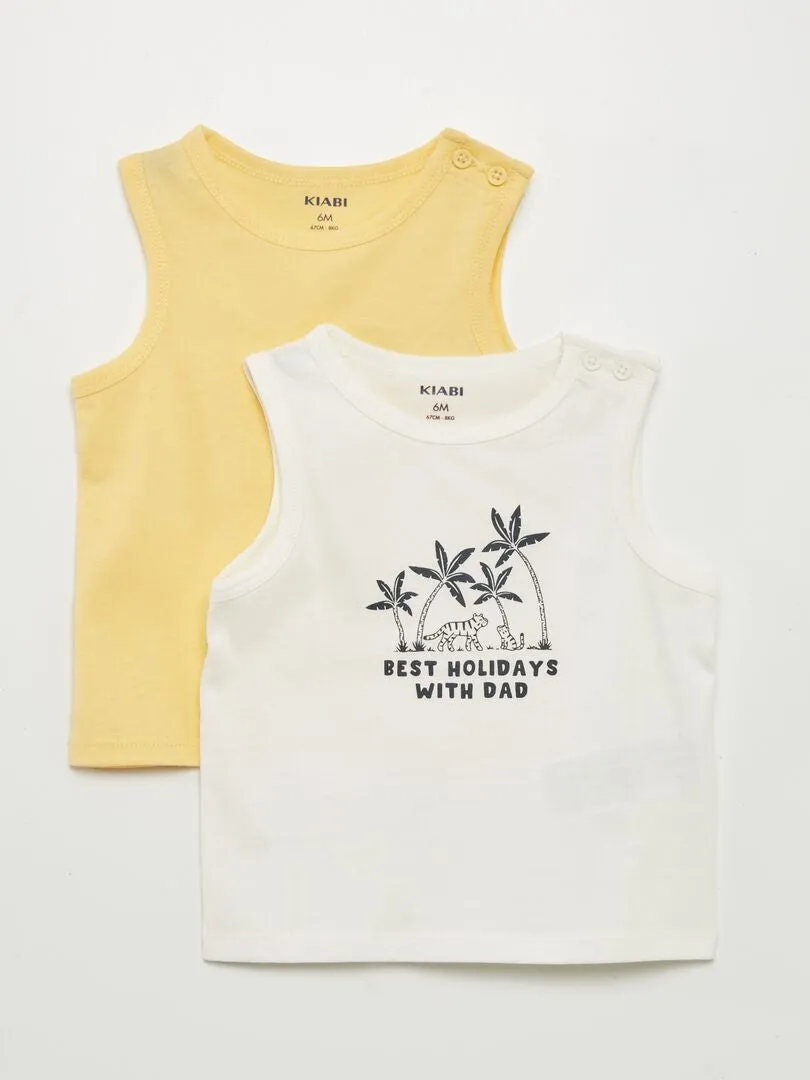 PACK DE 2 CAMISETAS SIN MANGAS DE PUNTO  BLANCO