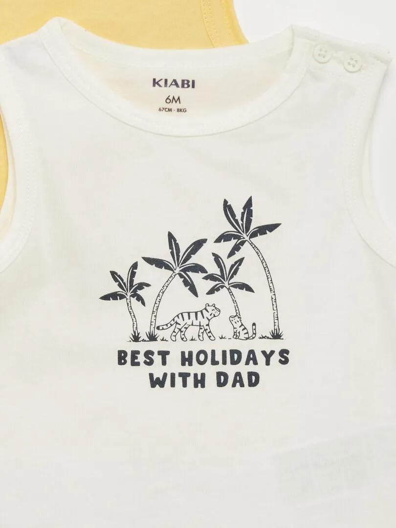 PACK DE 2 CAMISETAS SIN MANGAS DE PUNTO  BLANCO