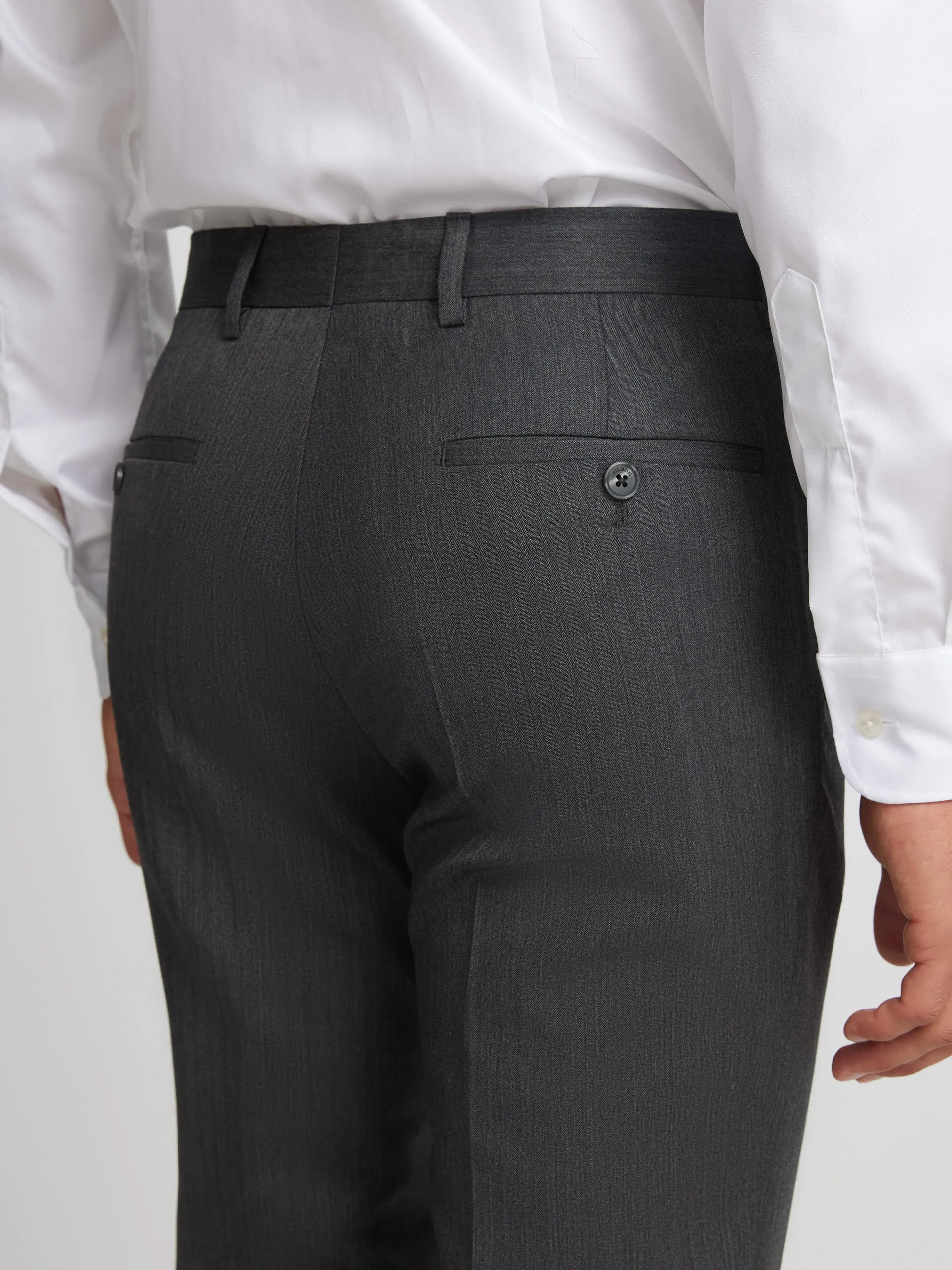 Pantalon traje clasico espiga gris