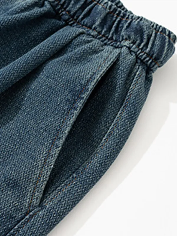 Pantalones cortos de mezclilla sueltos simples para hombre
