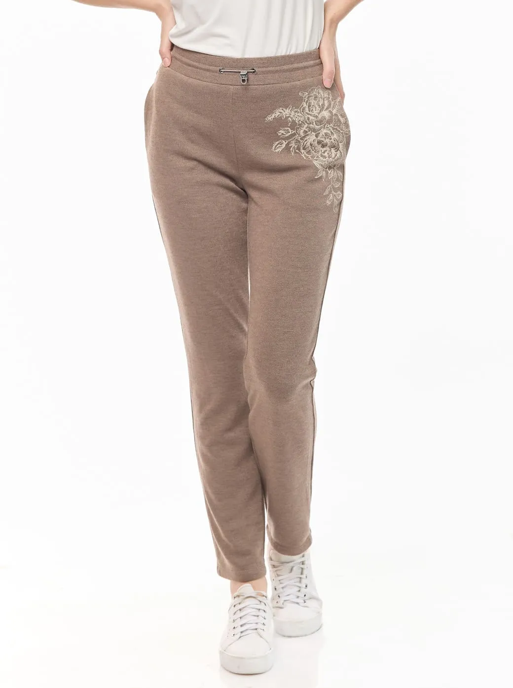 Pants café con flores Comfort