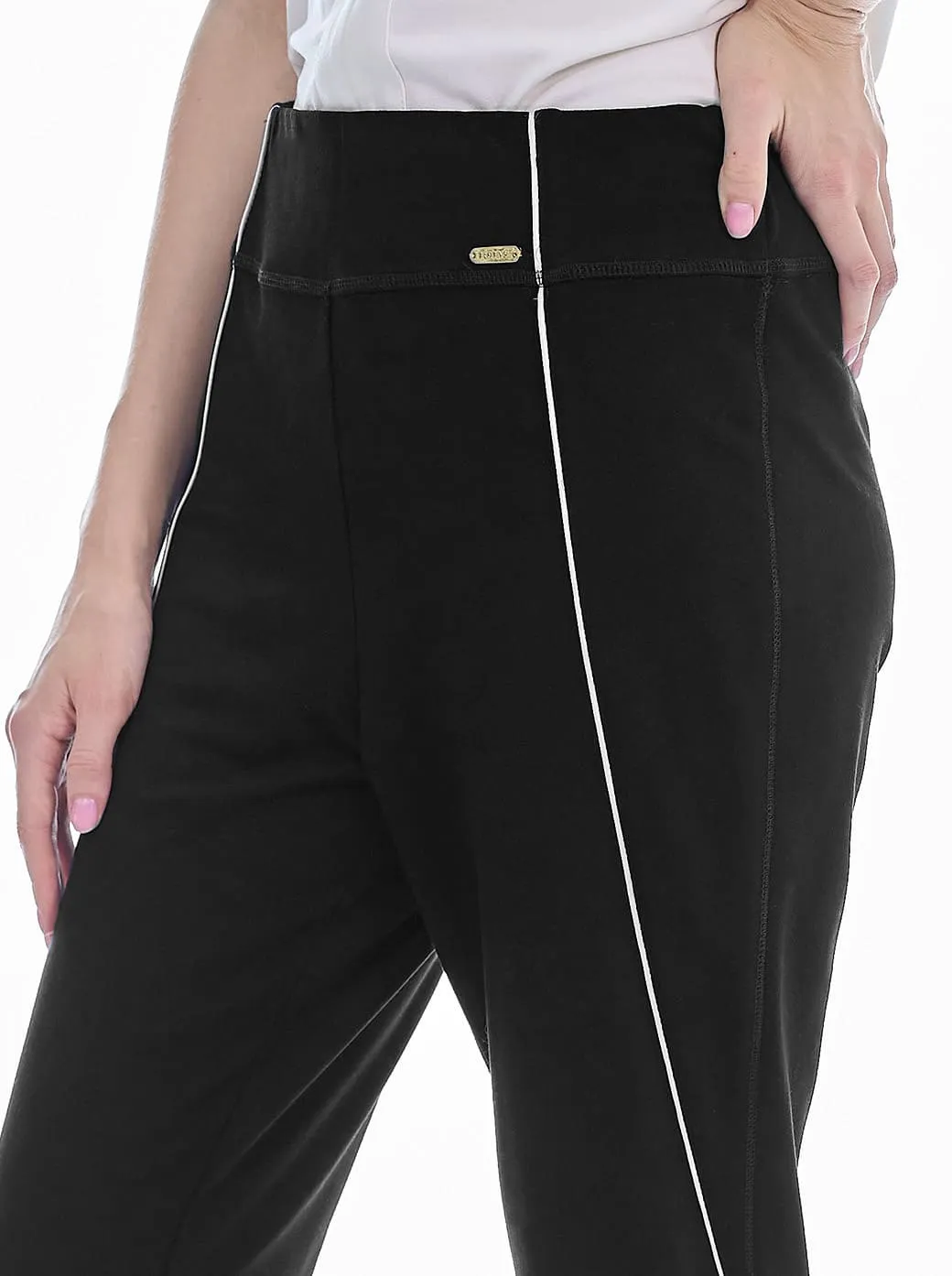 Pants negro y piola en contraste Comfort