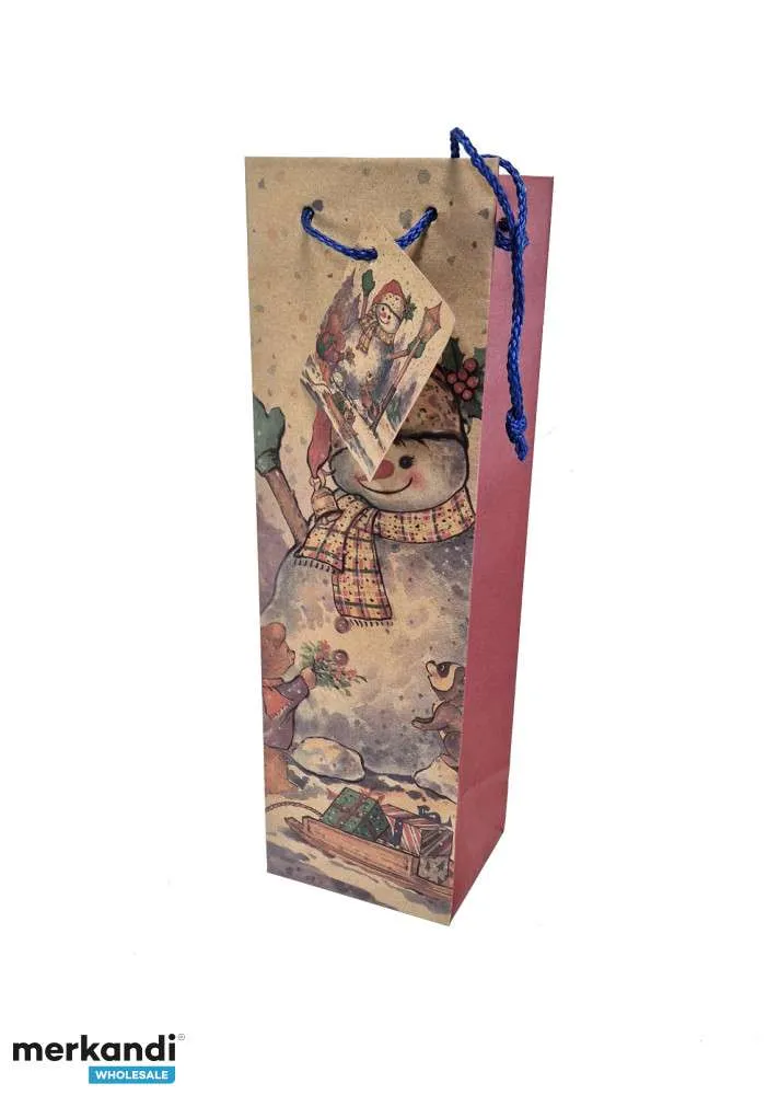 Paquetes de 8 bolsas de regalo para botellas de papel con estampado navideño