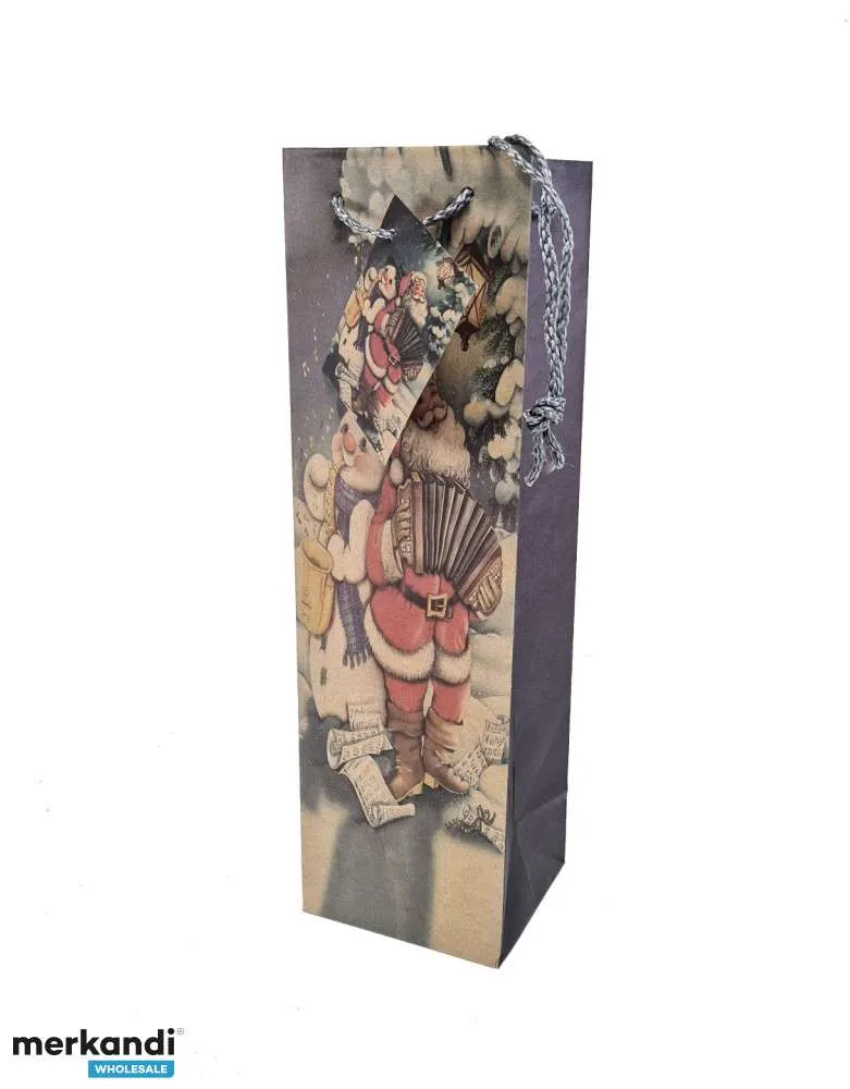Paquetes de 8 bolsas de regalo para botellas de papel con estampado navideño