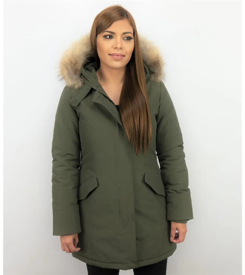 PARKAS MUJER  MUJERES ABRIGOS DE INVIERNO  LONG WOOLY  VERDE