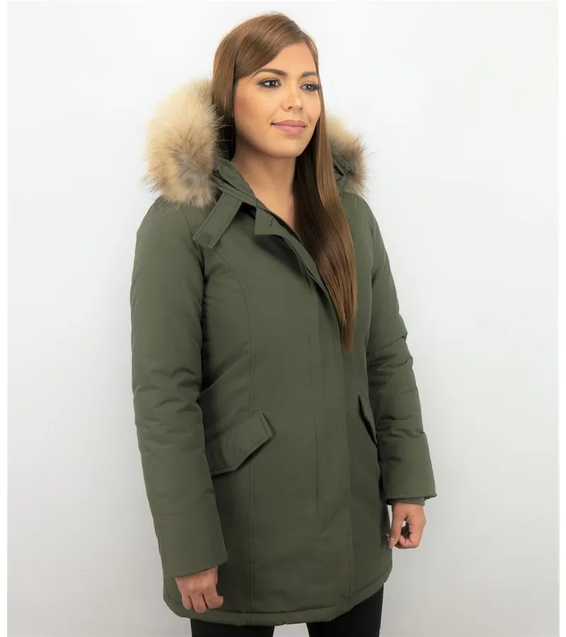 PARKAS MUJER  MUJERES ABRIGOS DE INVIERNO  LONG WOOLY  VERDE