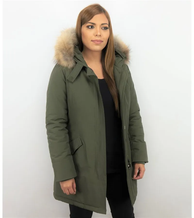 PARKAS MUJER  MUJERES ABRIGOS DE INVIERNO  LONG WOOLY  VERDE