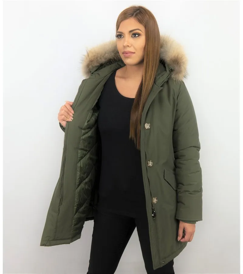 PARKAS MUJER  MUJERES ABRIGOS DE INVIERNO  LONG WOOLY  VERDE