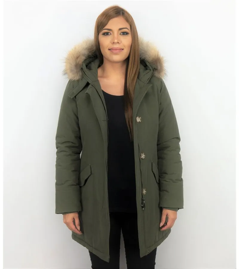 PARKAS MUJER  MUJERES ABRIGOS DE INVIERNO  LONG WOOLY  VERDE