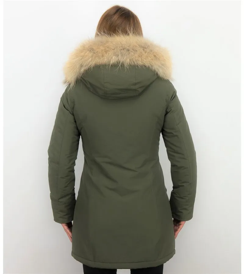 PARKAS MUJER  MUJERES ABRIGOS DE INVIERNO  LONG WOOLY  VERDE