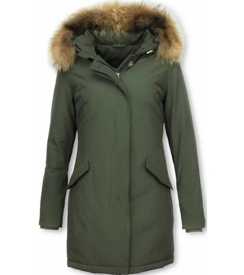 PARKAS MUJER  MUJERES ABRIGOS DE INVIERNO  LONG WOOLY  VERDE