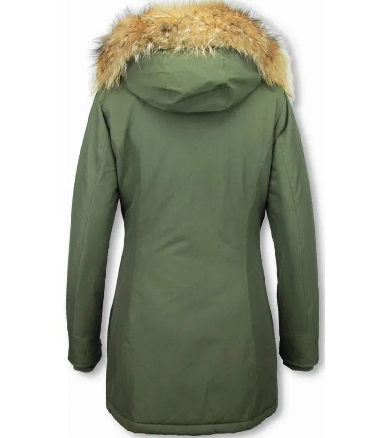 PARKAS MUJER  MUJERES ABRIGOS DE INVIERNO  LONG WOOLY  VERDE