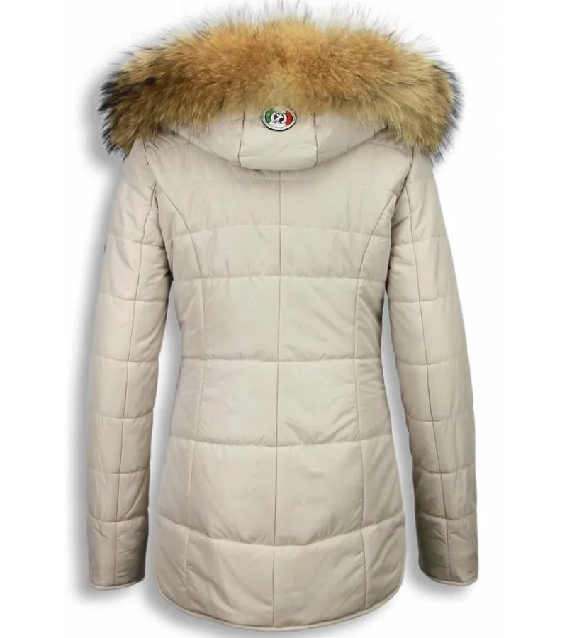 PARKAS MUJER  SEñORA ABRIGOS DE INVIERNO CORTO  XTRA POCKET EDITION  BEIGE