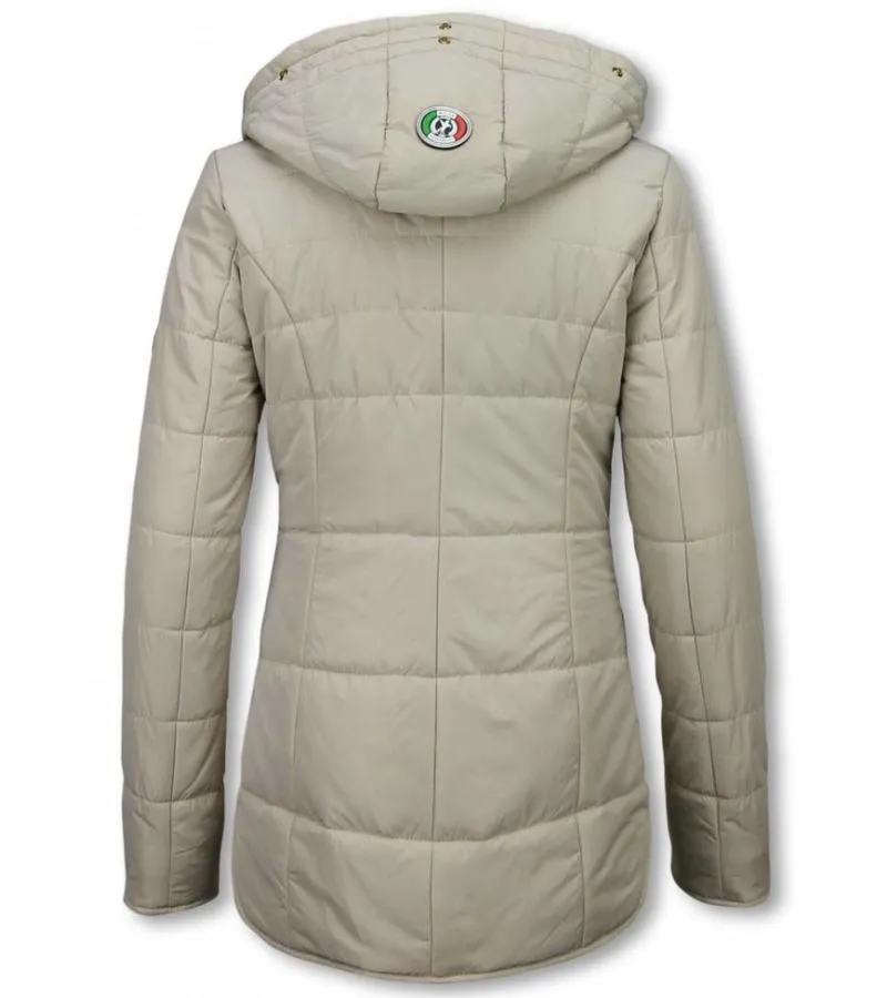PARKAS MUJER  SEñORA ABRIGOS DE INVIERNO CORTO  XTRA POCKET EDITION  BEIGE