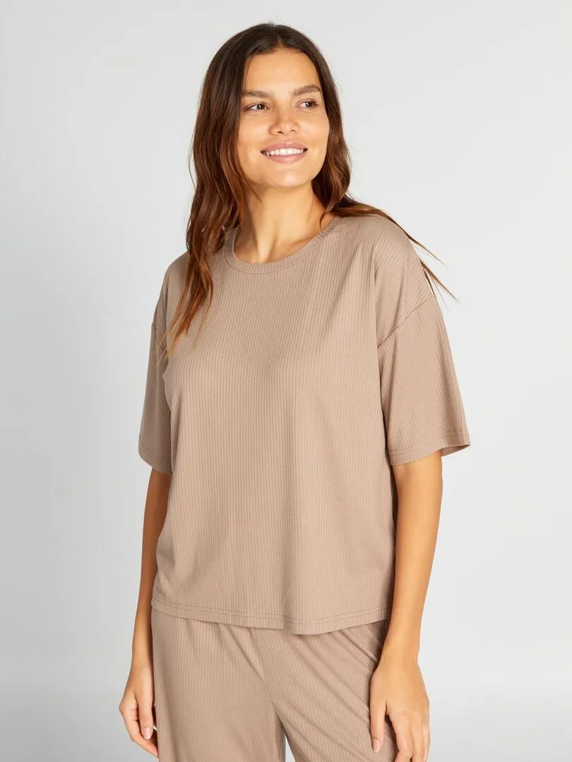 PARTE SUPERIOR DE PIJAMA  BEIGE OSCURO