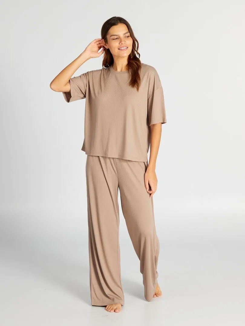 PARTE SUPERIOR DE PIJAMA  BEIGE OSCURO