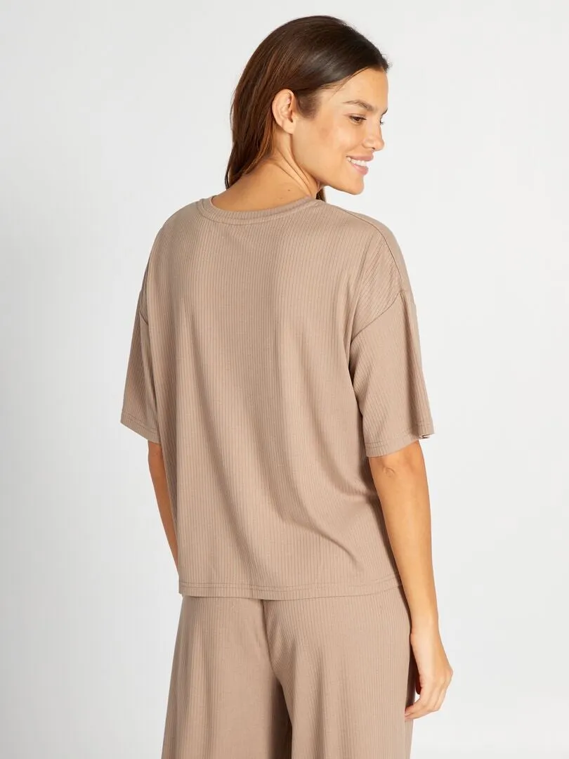 PARTE SUPERIOR DE PIJAMA  BEIGE OSCURO