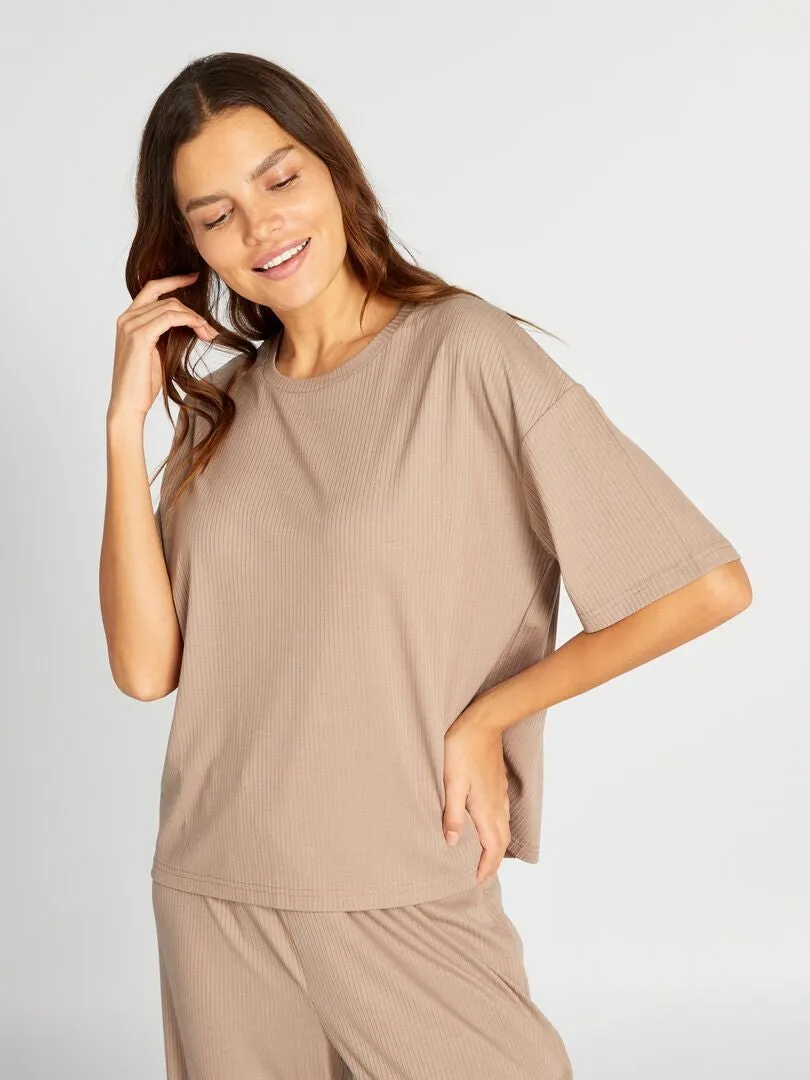 PARTE SUPERIOR DE PIJAMA  BEIGE OSCURO