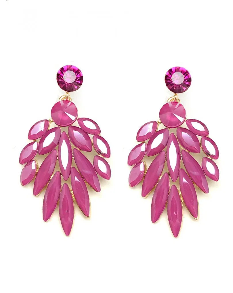 PENDIENTES DE BISUTERIA FUCSIAS ELEGANTES PARA BODAS