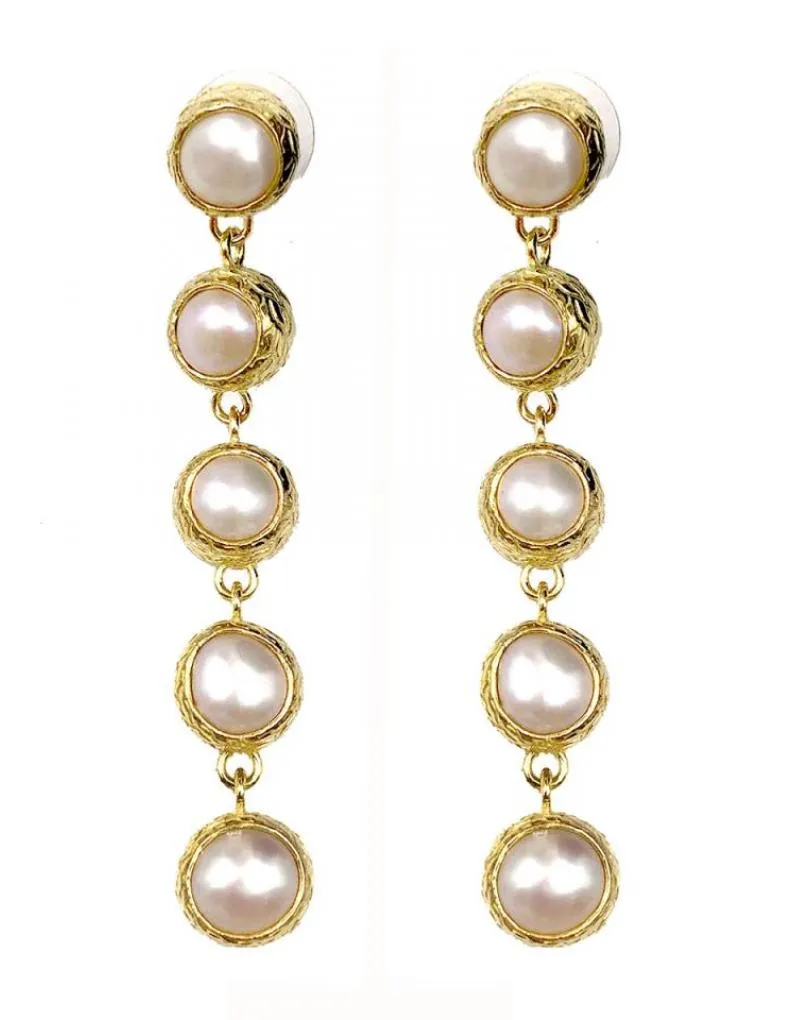 PENDIENTES ELEGANTES LARGOS CON PERLAS PARA BODAS