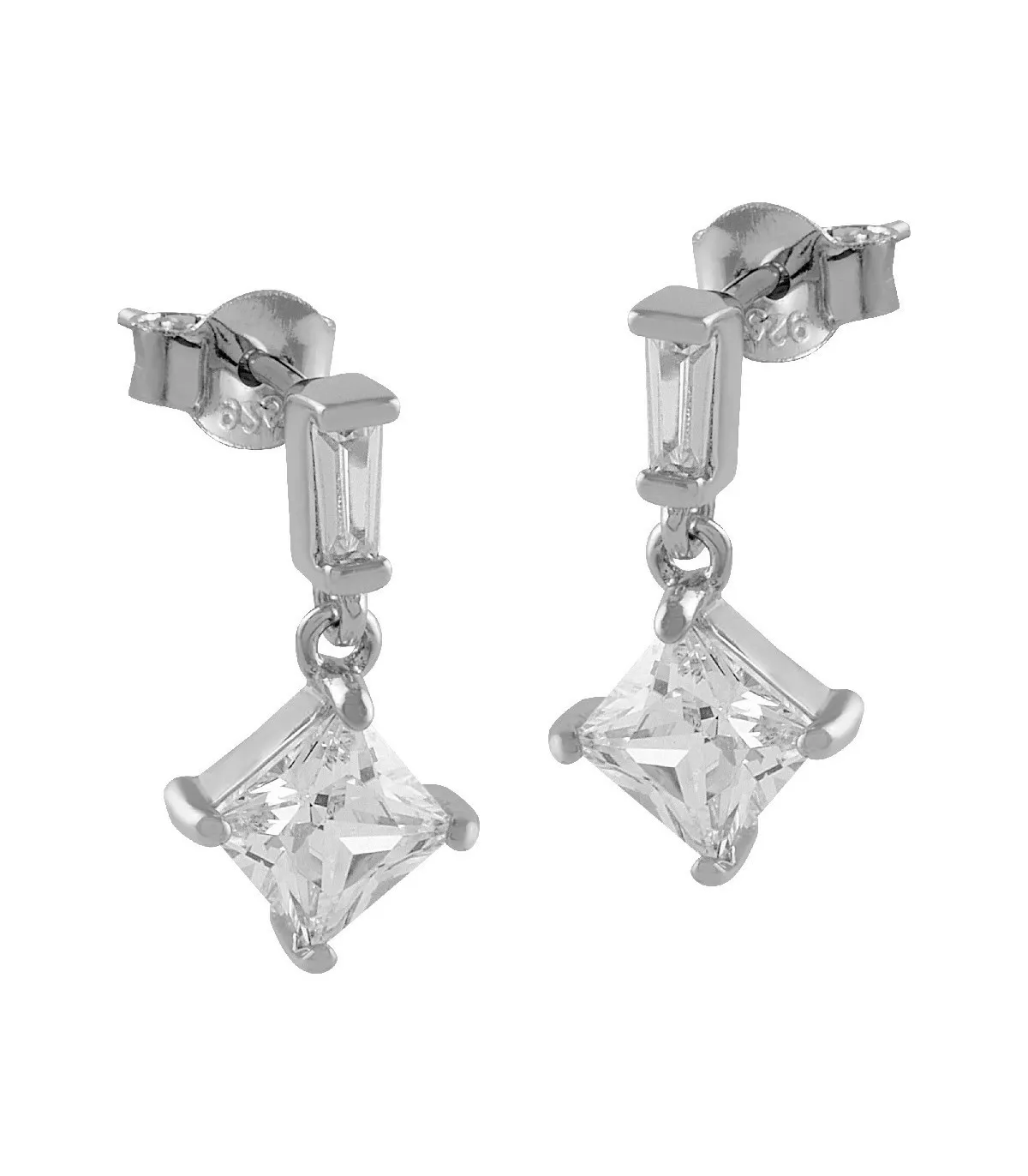 PENDIENTES ITEMPORALITY ROMBO COLGANTES PLATA Y CIRCONITAS  SEA101232UU