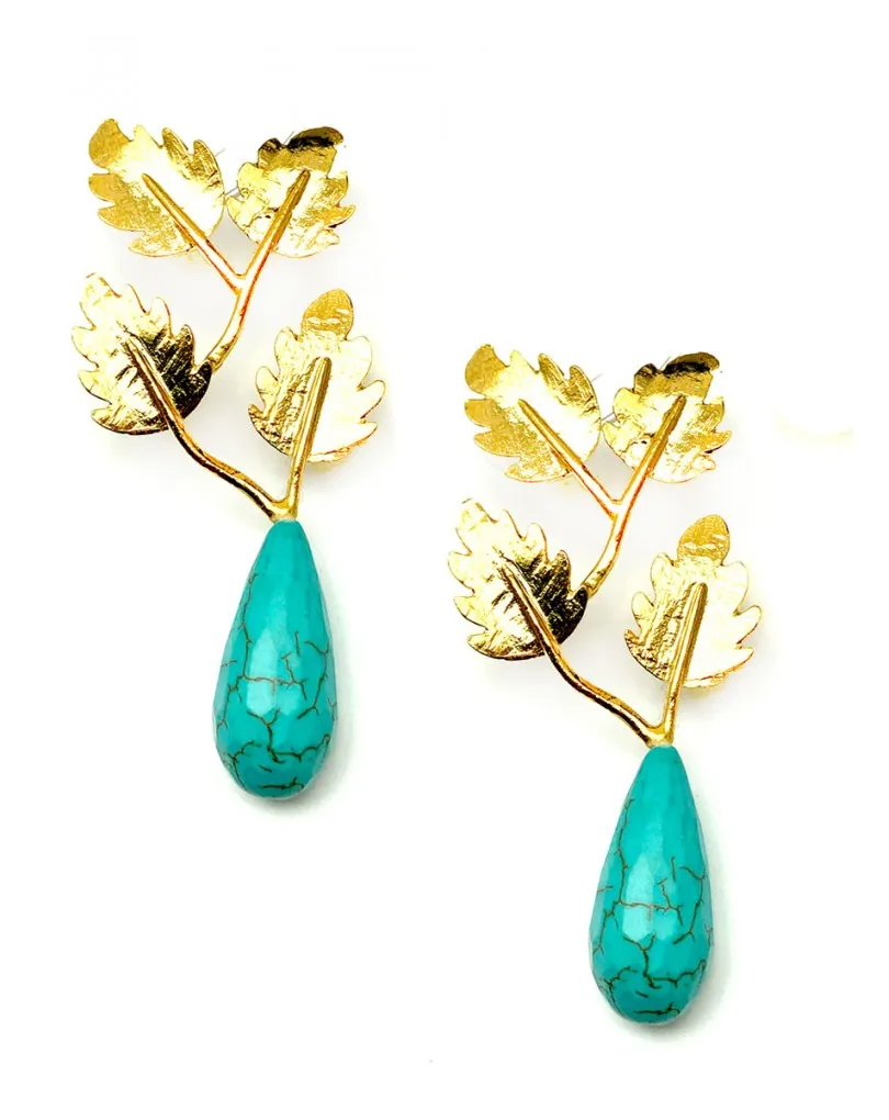 PENDIENTES LARGOS AZULES CON FABULOSO DISEÑO GRIEGO